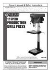 Harbor Freight Tools 20 in. 12 Speed Production Drill Press Product manual