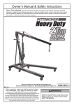 Harbor Freight Tools 2 ton Capacity Foldable Shop Crane Product manual