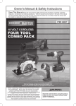 Harbor Freight Tools 18 Volt Cordless 4 Tool Combo Pack Product manual
