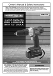 Harbor Freight Tools 18 Volt 1/2 in. Cordless Variable Speed Drill/Driver Product manual