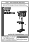 Harbor Freight Tools 13 in. 16 Speed Bench Drill Press Product manual