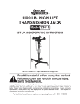 Harbor Freight Tools 1100 lb. High Lift Transmission Jack Product manual