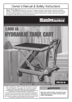 Harbor Freight Tools 1000 lbs. Capacity Hydraulic Table Cart Product manual