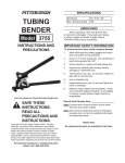 Harbor Freight Tools 1/4 in. _ 3/8 in. Tubing Bender Product manual