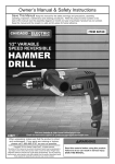 Harbor Freight Tools 1/2 in. Heavy Duty Variable Speed Reversible Hammer Drill Product manual