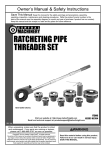 Harbor Freight Tools 1/2 in. _ 1 in. Ratcheting Pipe Threader Set Product manual