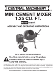 Harbor Freight Tools 1_1/4 Cubic Ft. Cement Mixer Product manual