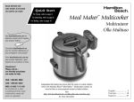 Hamilton Beach Meal Maker User's Manual