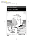 Hamilton Beach JUICE EXTRACTOR 840095500 User's Manual