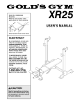 Gold's Gym XR25 GGBE24320 User's Manual