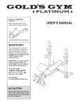 Gold's Gym Platinum GGBE25580 User's Manual