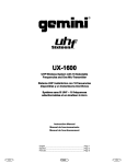 Gemini Industries UHF UX-1600 User's Manual
