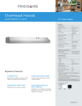 Frigidaire FHWC3025MB Product Specifications Sheet