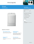 Frigidaire FFRG1001PW Product Specifications Sheet