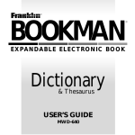 Franklin Bookman MWD-640 User's Manual
