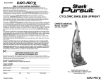 Euro-Pro PURSUIT UV209B User's Manual