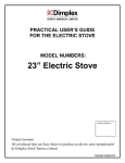 Dimplex ELECTRIC STOVE User's Manual