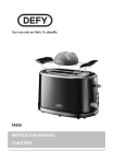 DEFY Toaster TA630 User's Manual