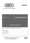 DEFY REFRIGERATOR K60363H User's Manual