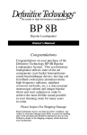 Definitive Technology BP 8B User's Manual
