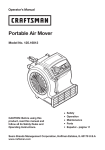 Craftsman Portable Air Mover Owner's Manual