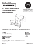 Craftsman Dual-Stage Snow Blower Tractor Attachment Owner's Manual