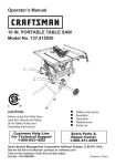 Craftsman 10" Portable Table Saw Owner's Manual