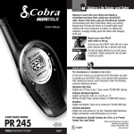 Cobra Electronics PR245 Owner's Manual