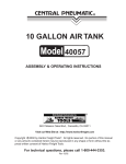 Central Pneumatic AIR TANK 40057 User's Manual