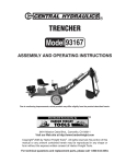 Central Hydraulics trencher 93167 User's Manual