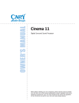 Cary Audio Design Cinema 11 User's Manual