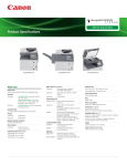 Canon imageRUNNER 1730 Specification Sheet