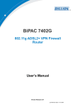 Billion Electric Company BiPAC 7402G User's Manual