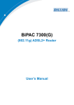 Billion Electric Company BIPAC 7300(G) User's Manual