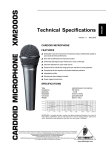 Behringer ULTRAVOICE XM2000S Specification Sheet