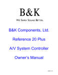 B&K Reference 20 Plus A/V System Controller User's Manual