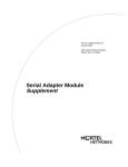 Avaya Serial Adapter - Passport 5430 Module Supplement User's Manual
