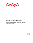 Avaya Remote Feature Activation Getting Started with Remote Feature Activation (RFA) User's Manual