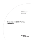 Avaya Reference for BCC IP show Commands User's Manual