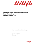 Avaya Glossary of Media Processing Server Series Terminology (Software Release 2.1) User's Manual