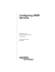 Avaya Configuring VRRP Services User's Manual