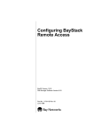 Avaya Configuring BayStack Remote Access User's Manual