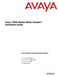 Avaya Business Communications Manager - 7406 Digital Mobile Handset Installation Guide