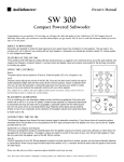 AudioSource Stereo Amplifier Compact Powered Subwoofer User's Manual