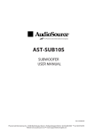 AudioSource AST-SUB10S User's Manual