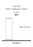 Ariston UPRIGHT FREEZER NO FROST UP 350 FI (FE) User's Manual