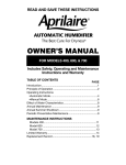 Aprilaire 600 &700 User's Manual