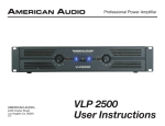 American Audio VLP 2500 User's Manual