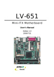 AMD MINI-ITX LV-651 User's Manual