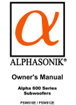 Alphasonik ALPHA PSW610E User's Manual
